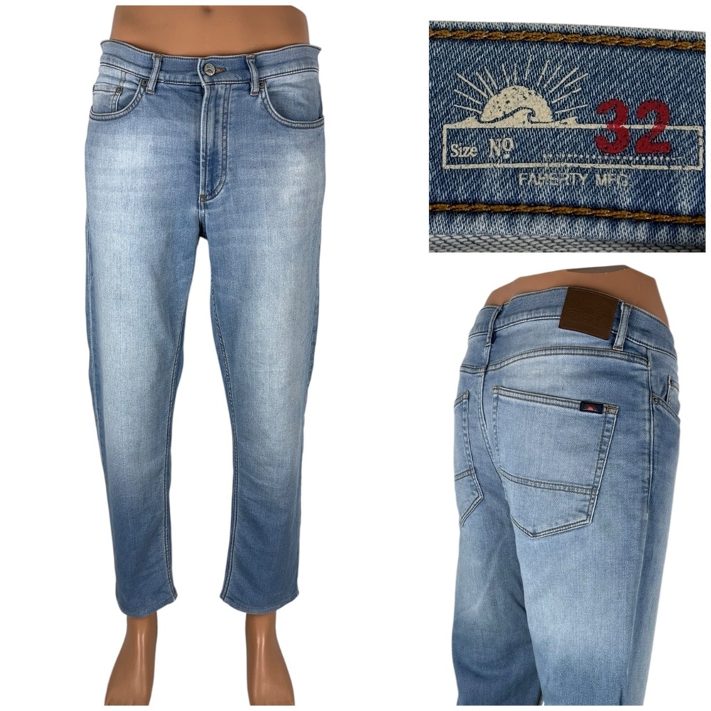Faherty Jeans Mens 32 x 27 (actual) Stretch Terry Indigo Dyed Slim Fit 5-Pocket